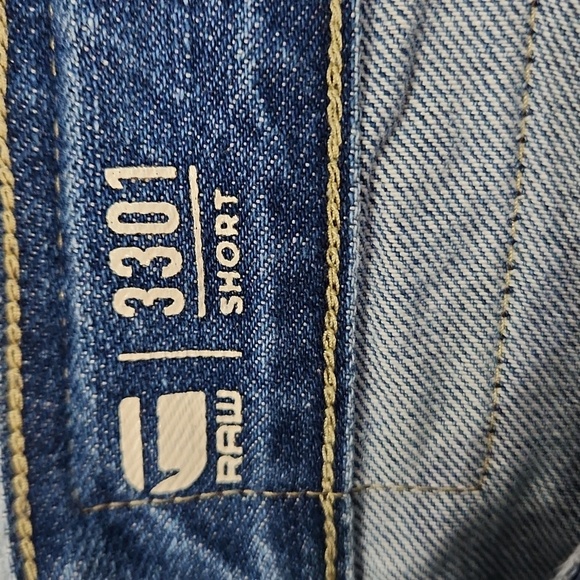 G-Star 3301 Light Blue Button Fly Jean Shorts - Picture 5 of 7